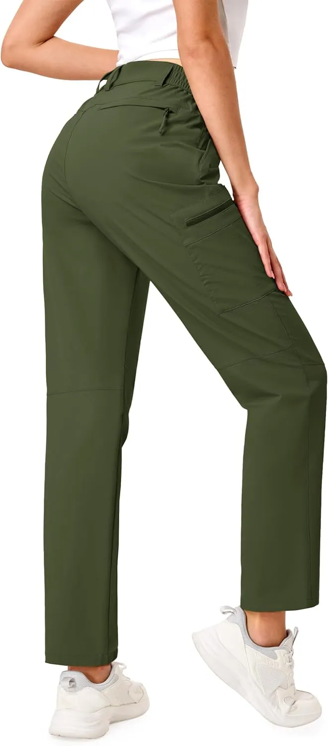 TACVASEN Women's Hiking Cargo Pants Lightweight Water Resistant Quick Dry Outdoor Work Mountain Trouser Zipper Pockets