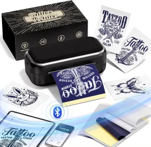 Tattoo Stencil Printer for Tattooing Bluetooth, TP31 Mini Thermal Tattoo Printer Machine Wireless for Tattoo Enthusias/Beginners/Artists, with 30pcs Transfer Paper, Compatible with Tablet & Smartphone