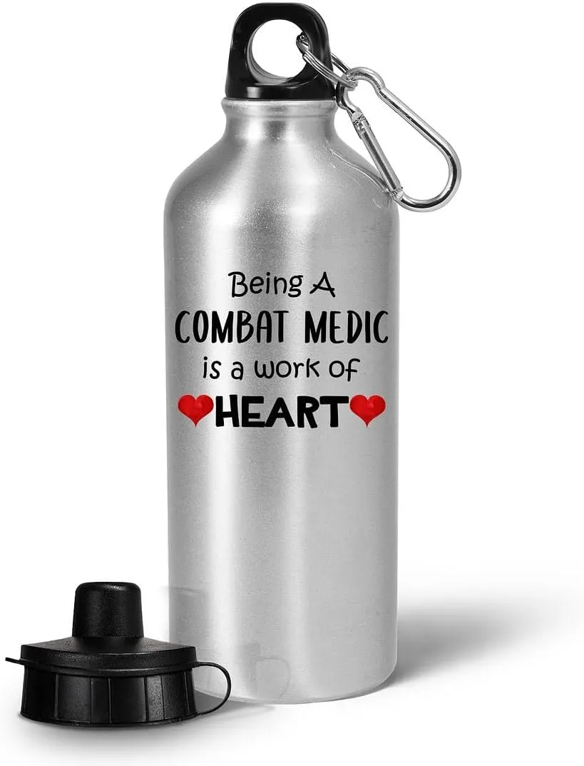 Thank You Gifts for Combat Medic Water Bottle Tumbler Portable Drinkware - Funny Cute Appreciation Field Medics Military Personnel Army Emergency First Aid Trauma Care - Work of Heart