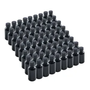 The Bottle Depot - 72 Pack - 1 oz Glass Bottle With Cap - Black UV - 20-400 Neck Finish - Boston Round Bottles - UV Rays Protection