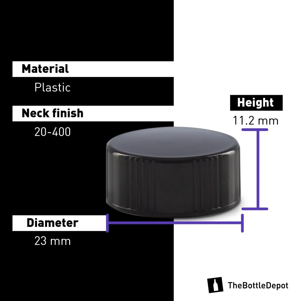 The Bottle Depot - 72 Pack - 1 oz Glass Bottle With Cap - Black UV - 20-400 Neck Finish - Boston Round Bottles - UV Rays Protection