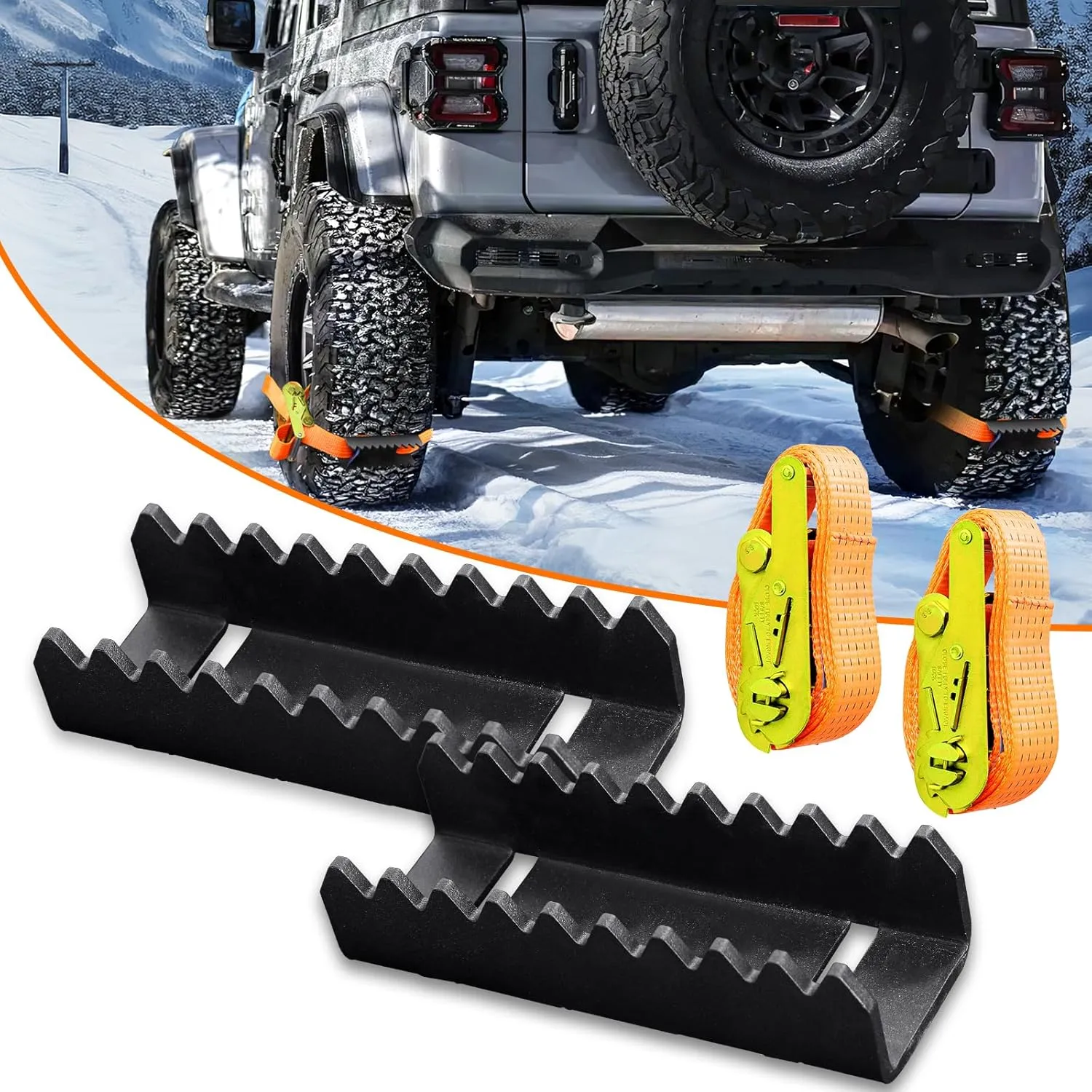 Tire Traction Straps Large Metal Gripper Traction Device for Trucks Large SUVs Anti Skid Emergency Traction Aid Straps to Get Unstuck from Snow, Mud, Ice & Sand, Fit for Jeep Wrangler JK JL Bronco