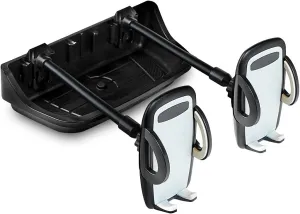 Titan Dash Mount Phone Holder for Jeep Wrangler with Two Clamp Holders for Phones. Three Rugged Multi-Purpose Tray Buckle Slots for Camera, GPS, and Mobile Devices. Fits JK Models 2011-2018