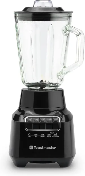 Toastmaster 400 Watt Blender with 48 oz Glass Jar, Black, TM-400BL