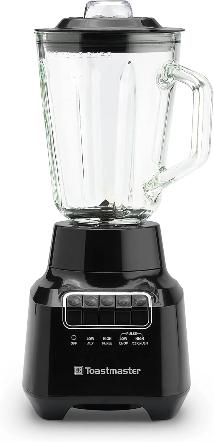 Toastmaster 400 Watt Blender with 48 oz Glass Jar, Black, TM-400BL
