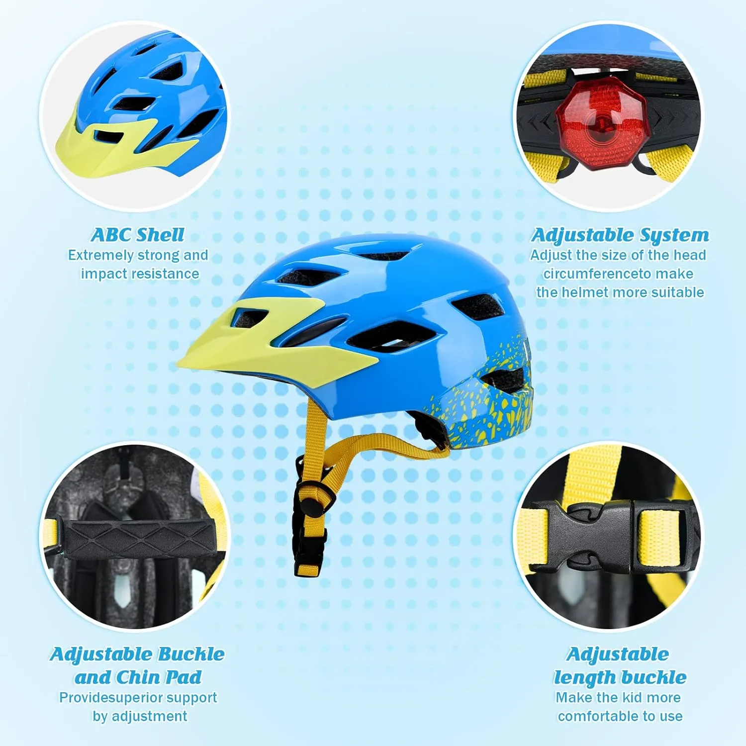 Toddler Helmet, Adjustable Kids Bike Helmets for Girls & Boys Ages 3-5/4-6/5-8 Years, Baby Skateboard Helmet with Lights for Youth Cycling/Skateboarding/Roller Inline Skating/Scooter