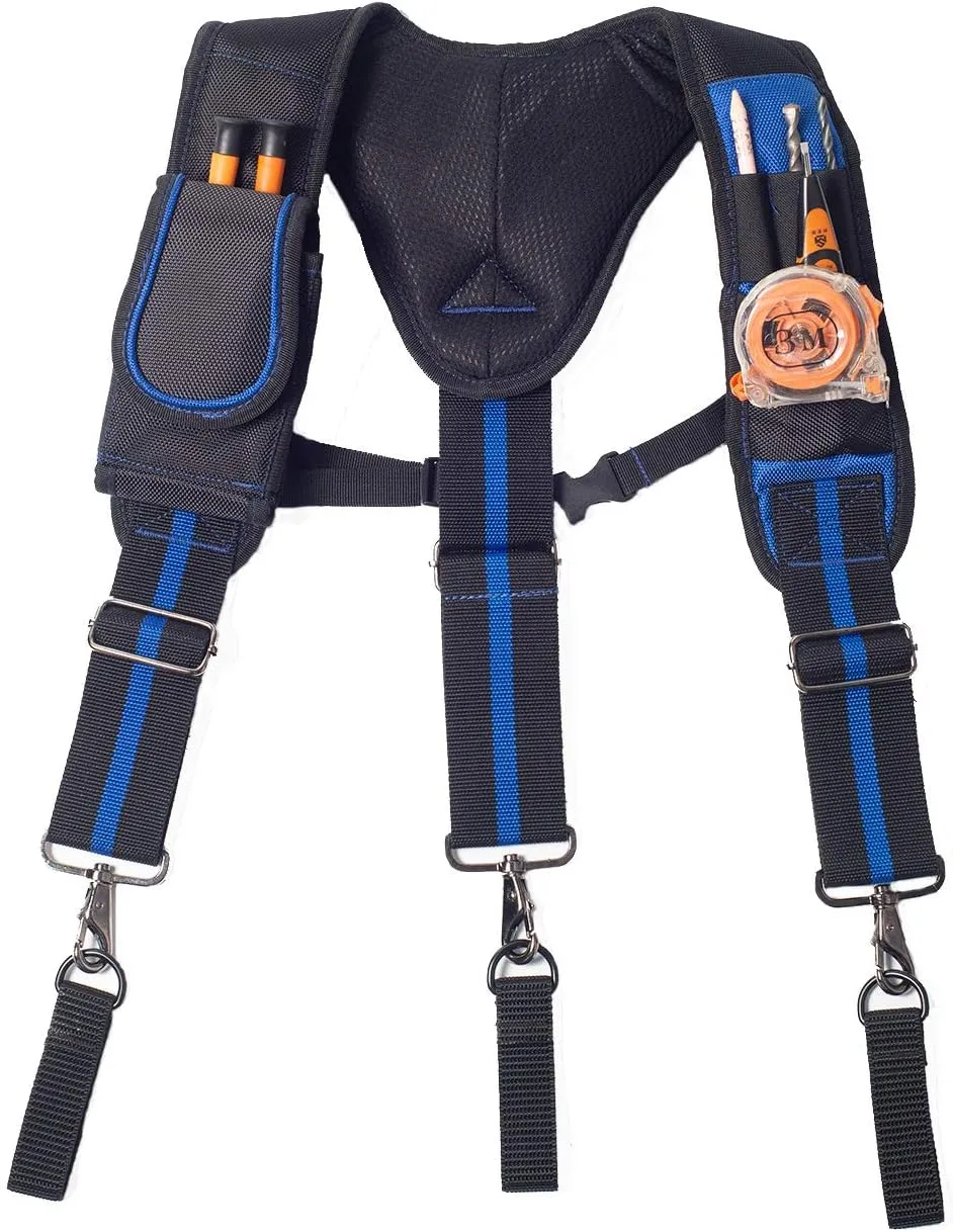 Tool Belt Suspenders Construction Work Suspenders with Magnet Pocket, Large Moveable Phone Holder, Pencil Holder
