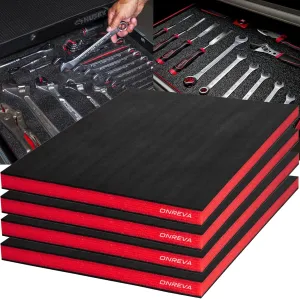 Tool Box Foam, 4Pack 16x12x1 inch, Foam Inserts for Cases, Polyethylene Storage Sheets for Toolbox Hard Case, Tool Shadow Insert, Kaizen Organizer Sheet