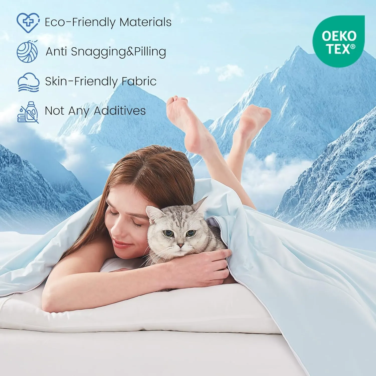 Topcee Cooling Comforter Queen Size (90"x90")-Cooling Blanket Everlasting Cold Touch for Hot Sleepers-Q-max>0.45 Double-Sided Lightweight Design Summer Ice Blanket for Night Sweats-Blue
