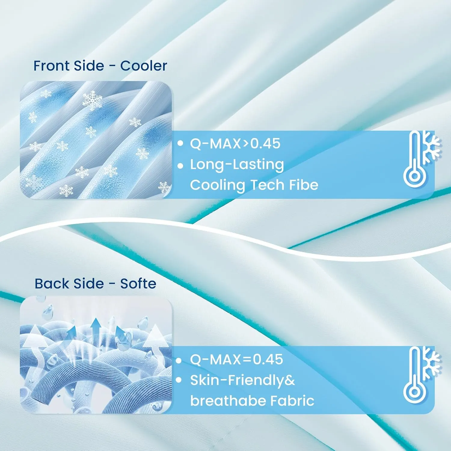Topcee Cooling Comforter Queen Size (90"x90")-Cooling Blanket Everlasting Cold Touch for Hot Sleepers-Q-max>0.45 Double-Sided Lightweight Design Summer Ice Blanket for Night Sweats-Blue