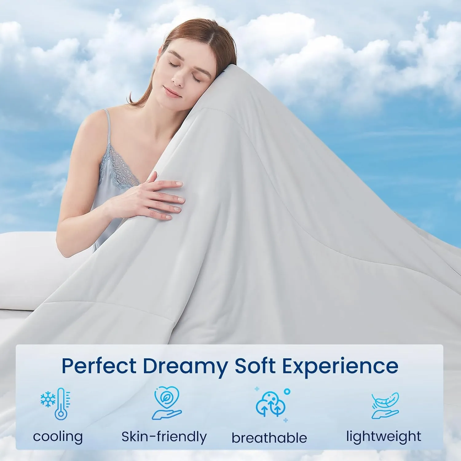 Topcee Cooling Comforter Queen Size - Cooling Blanket (90"x90") for Hot Sleepers Everlasting Cold Touch Double Sided Lightweight Design Summer Comforter Ice Blanket for Night Sweats Grey