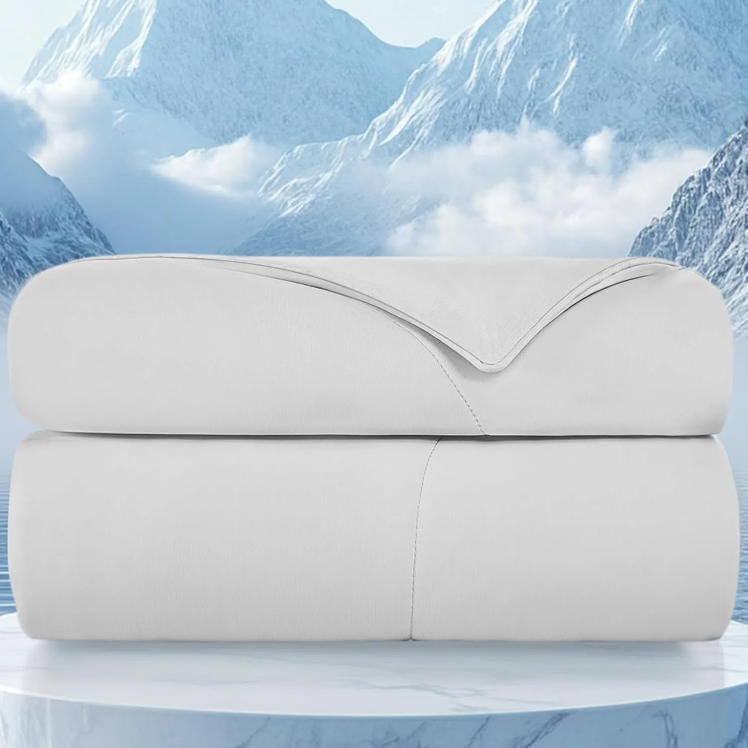 Topcee Cooling Comforter Queen Size - Cooling Blanket (90"x90") for Hot Sleepers Everlasting Cold Touch Double Sided Lightweight Design Summer Comforter Ice Blanket for Night Sweats Grey