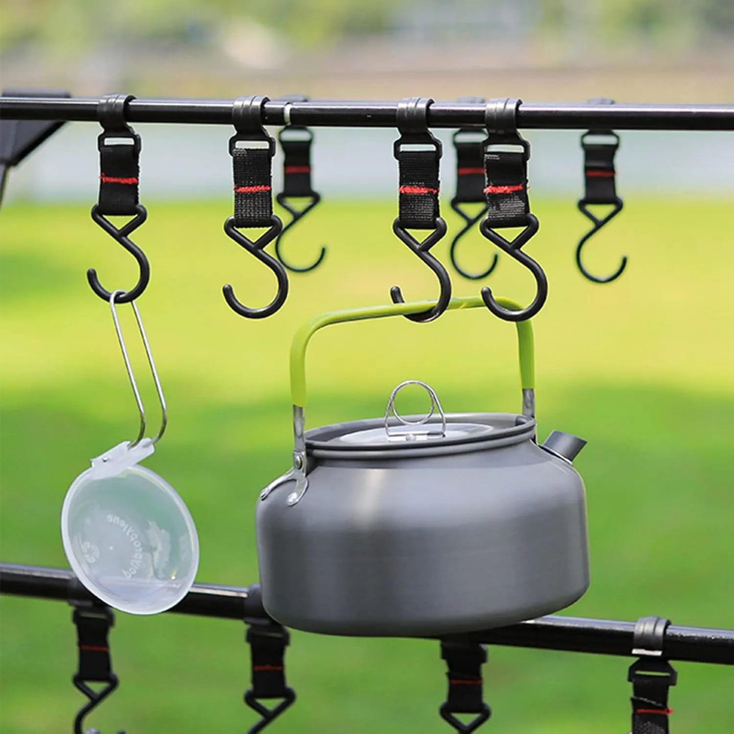 Topyond Camping Hanging Rack, Lightweight Aluminum Alloy Double Layer Tripod with Hooks for Outdoor Cooking and Storage, Camping Hanging Rack for Garden, Patio, and Hiking