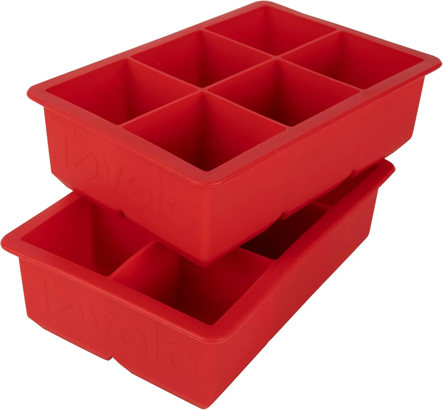 Tovolo Inch Large King Craft Ice Mold Freezer Tray of 2" Cubes for Whiskey, Bourbon, Spirits & Liquor Drinks, BPA-Free Silicone, Set of 2, Candy Apple