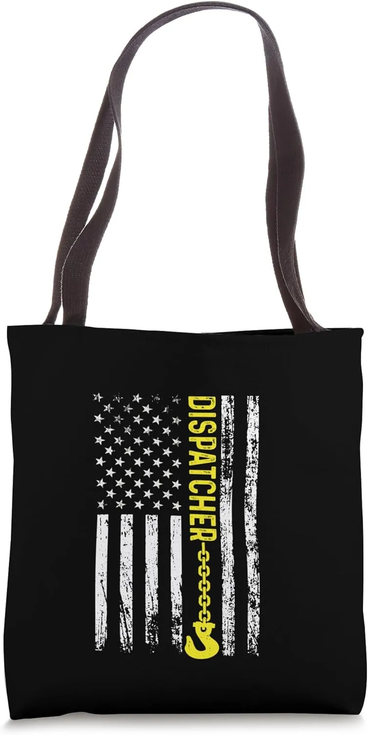 Tow Truck Dispatcher USA Flag Thin Yellow Line Tote Bag