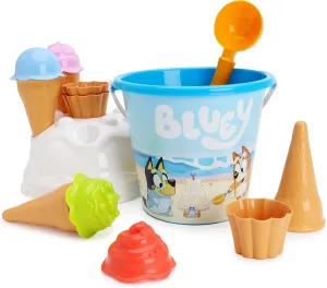 Toyland® Bluey & Bingo 14 Piece Bucket & Scoop Set with Ice Cream Cones - Sand & Water Play Sandbox - Beach Toys