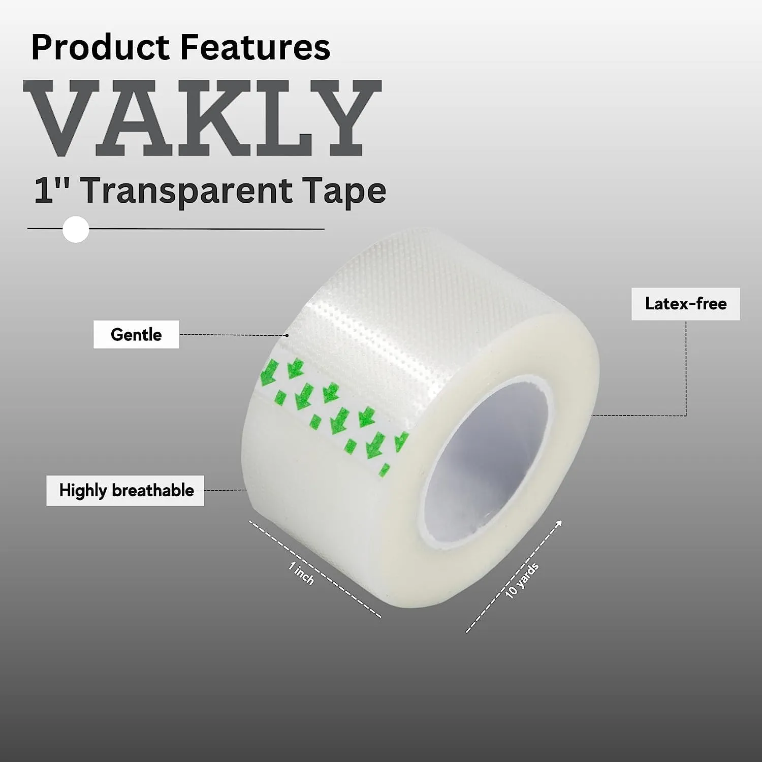 Transparent Medical Tape [Pack of 48 Rolls] Clear Emergency First Aid Bandage Tape for Wound Dressing Care - 1 inch x 10 Yds Breathable Latex Free (48)