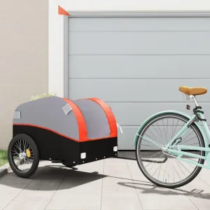 Transport Heavy Loads with Sturdy Bike Trailer, Iron Frame, 99.2 lb Capacity, Black and Orange