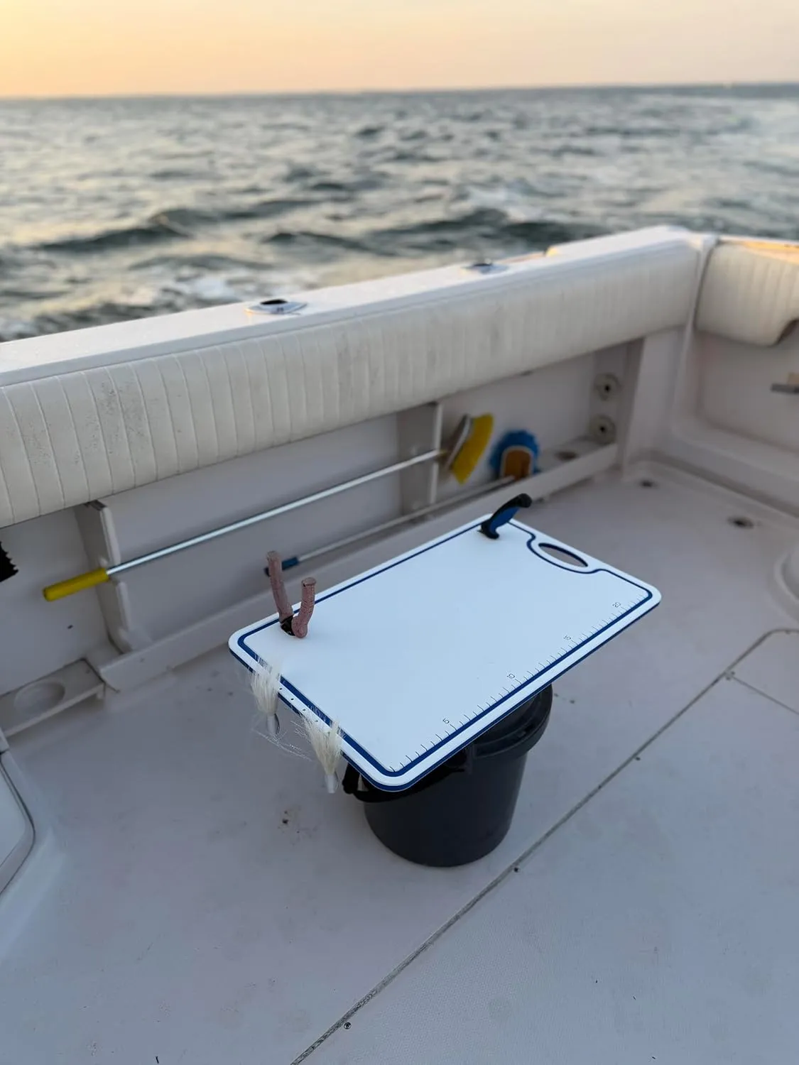 TRAPSKI Made in the USA | Premium Bucket or Cooler Fishing Cutting Board Table | 1/2 inch Thick HDPE UV Protected | Non-Skid or Mark Rubber Feet
