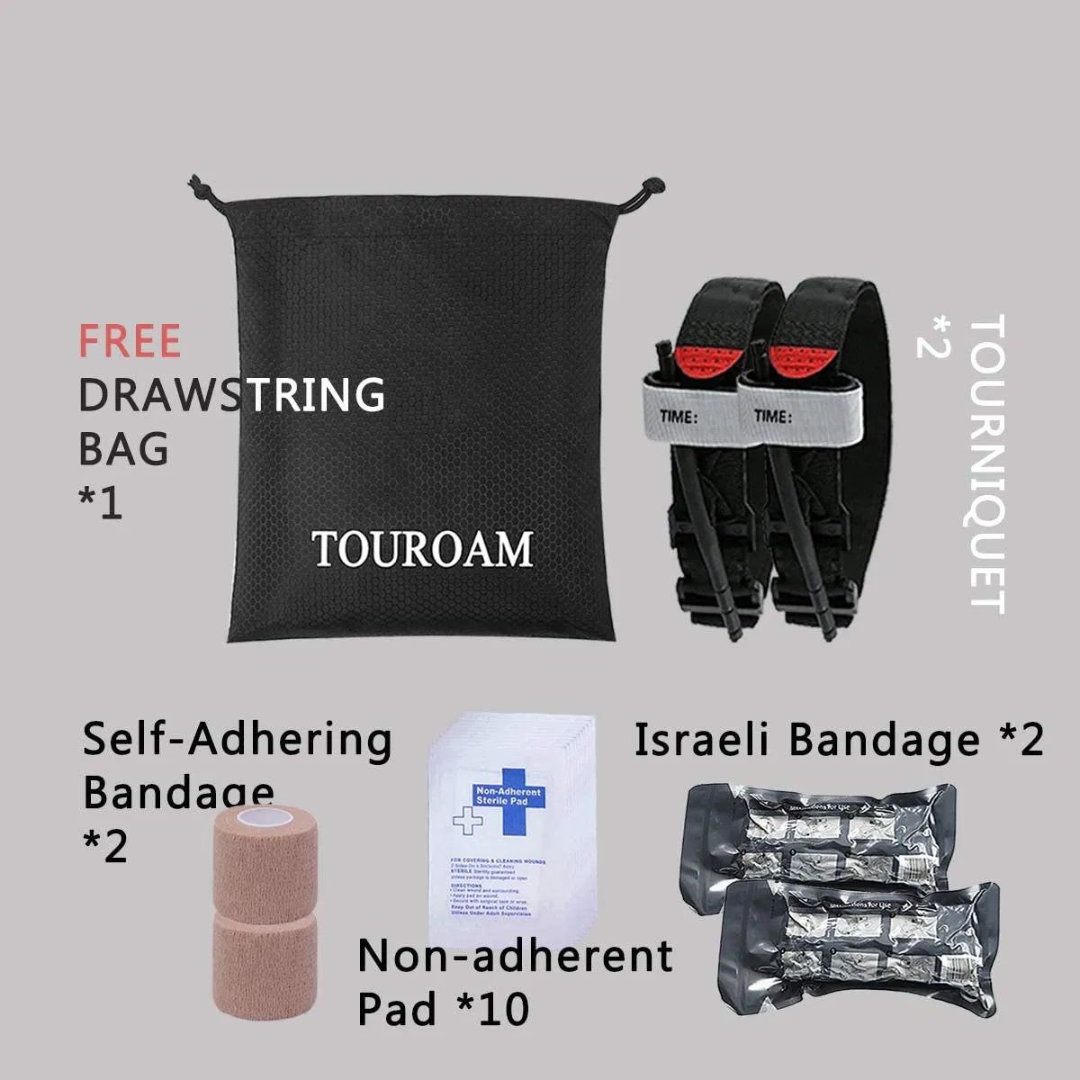 Trauma Medical First Aid Kit Tactical IFAK Molle Survival Bag Military Combat Tourniquet,Israeli Bandage,Emergency Pouch SOS Tool Kit for Kayak Camping Sports