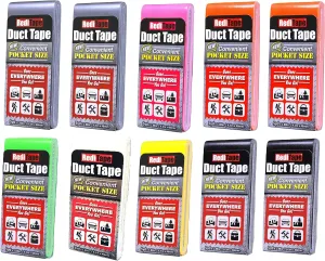 Travel Size Pocket Duct Tape 10-Pack | 1.88 inches x 5 Yards per Flat Pack (10-Pack, Rainbow Assortment)