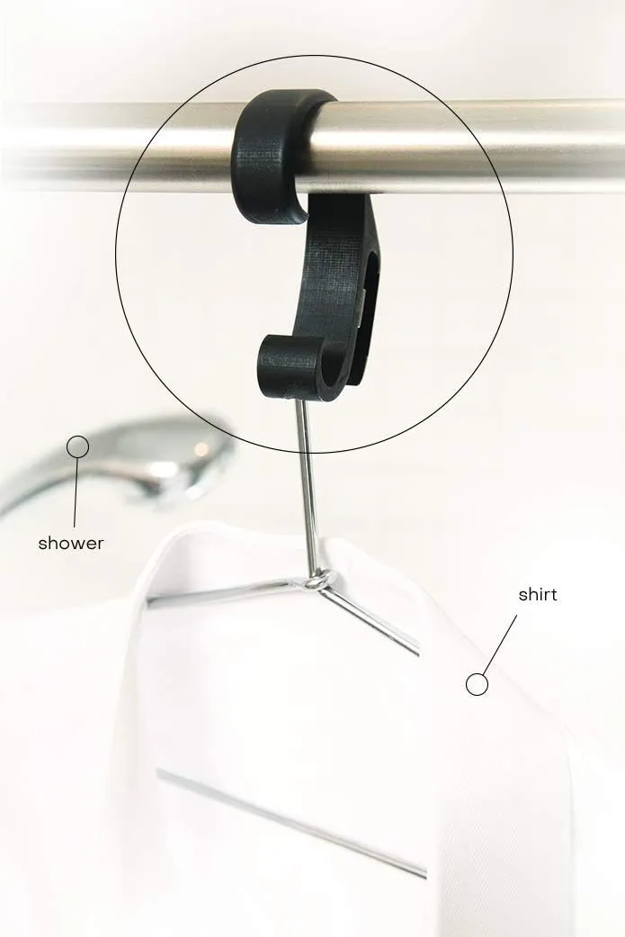 Travel Tool Over shower door hook Traveler's Steamer Clip Hook, Over The Door Hanger for Shower, Heavy Duty Clip Hooks for Clothes Bottle Opener & Phone Stand - 1 pack