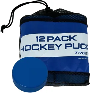 TronX Blue Mite Ice Hockey Pucks | 6 and 12 Packs | Blue Mite Youth Official Ice Hockey Pucks 4 Ounces