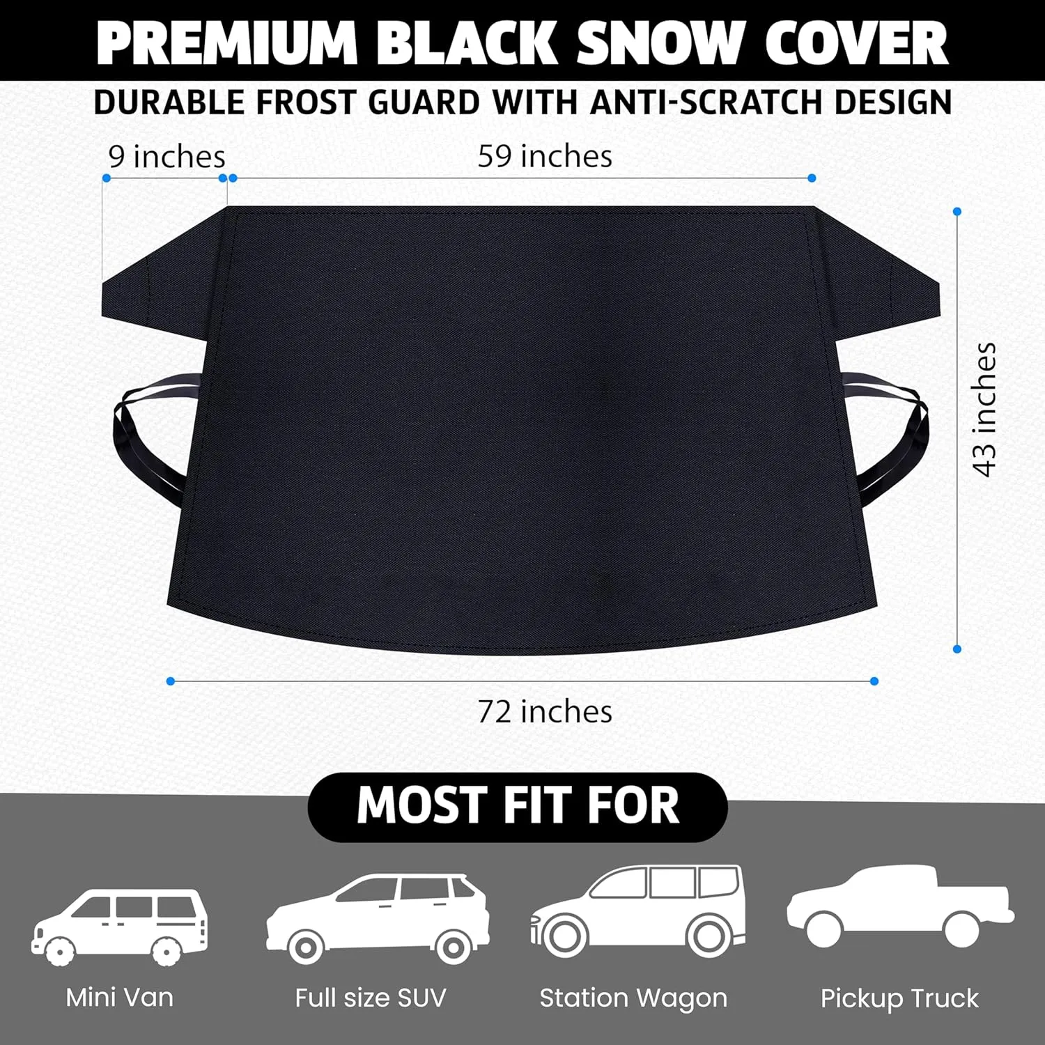 Truck Windshield Cover for Ice and Snow | SUV Snow Cover - Frost Cover Gives Protection from Snow and Ice | Car Cover for Snow | Winter Car Accessories | Large 72" x 43"