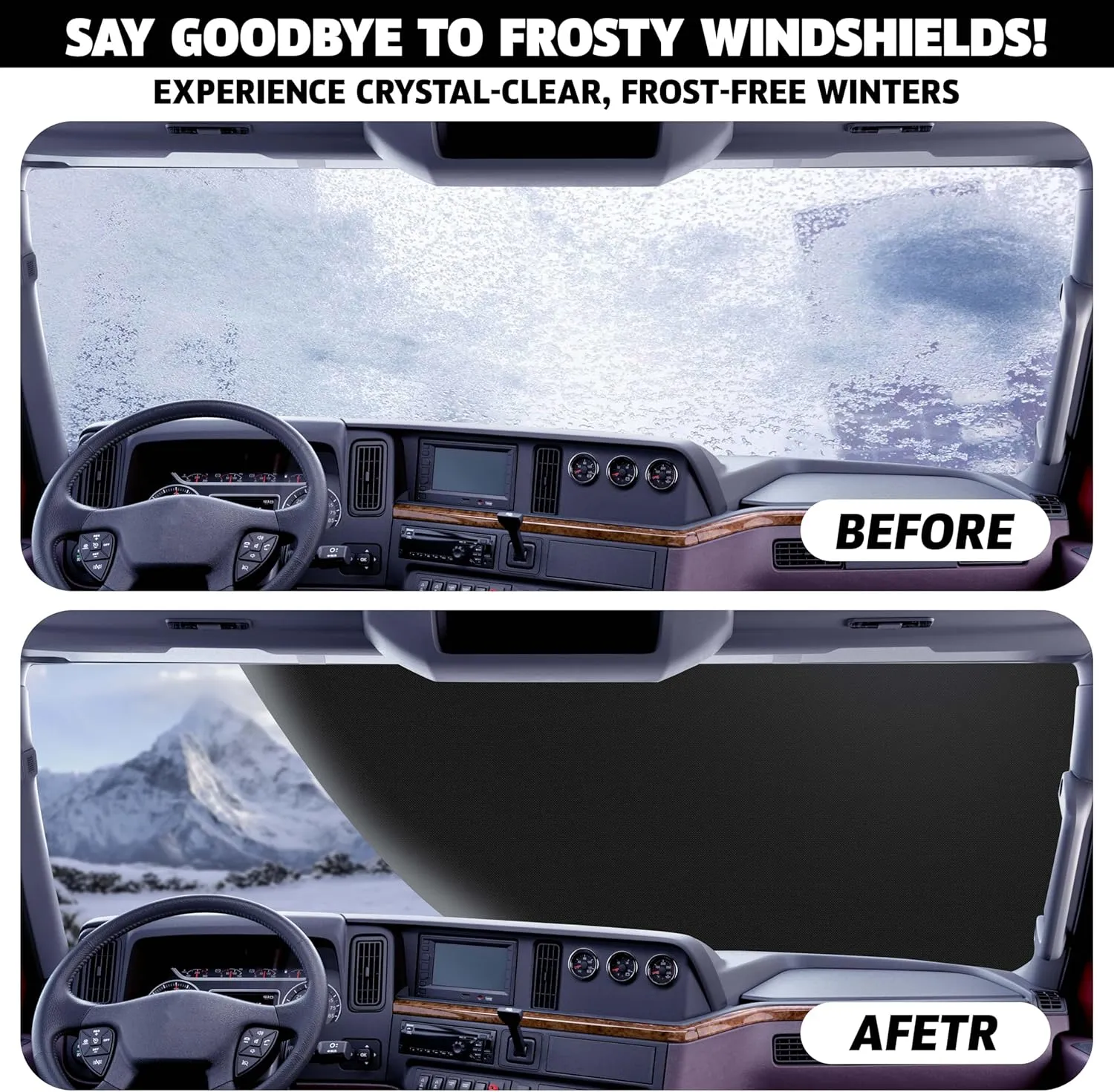 Truck Windshield Cover for Ice and Snow | SUV Snow Cover - Frost Cover Gives Protection from Snow and Ice | Car Cover for Snow | Winter Car Accessories | Large 72" x 43"