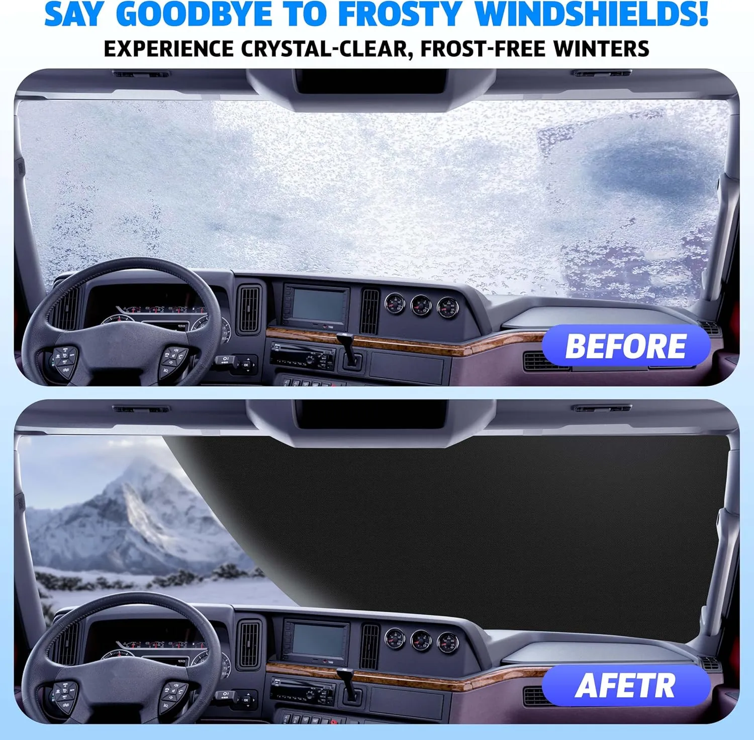 Truck Windshield Cover for Ice and Snow, SUV Snow Cover, Frost Cover Gives Protection from Snow and Ice, Car Cover for Snow, Winter Car Accessories | X-Large (74" x 43")