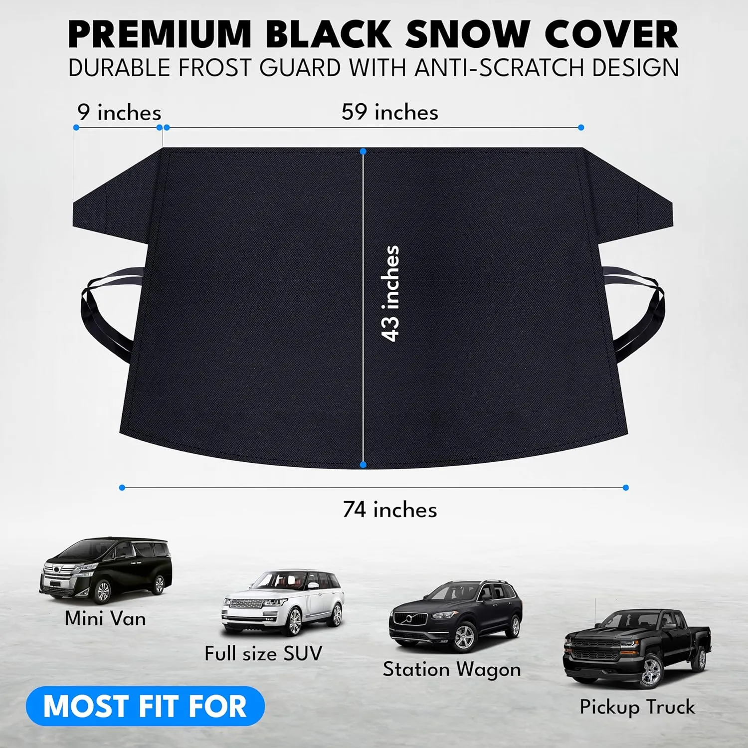 Truck Windshield Cover for Ice and Snow, SUV Snow Cover, Frost Cover Gives Protection from Snow and Ice, Car Cover for Snow, Winter Car Accessories | X-Large (74" x 43")