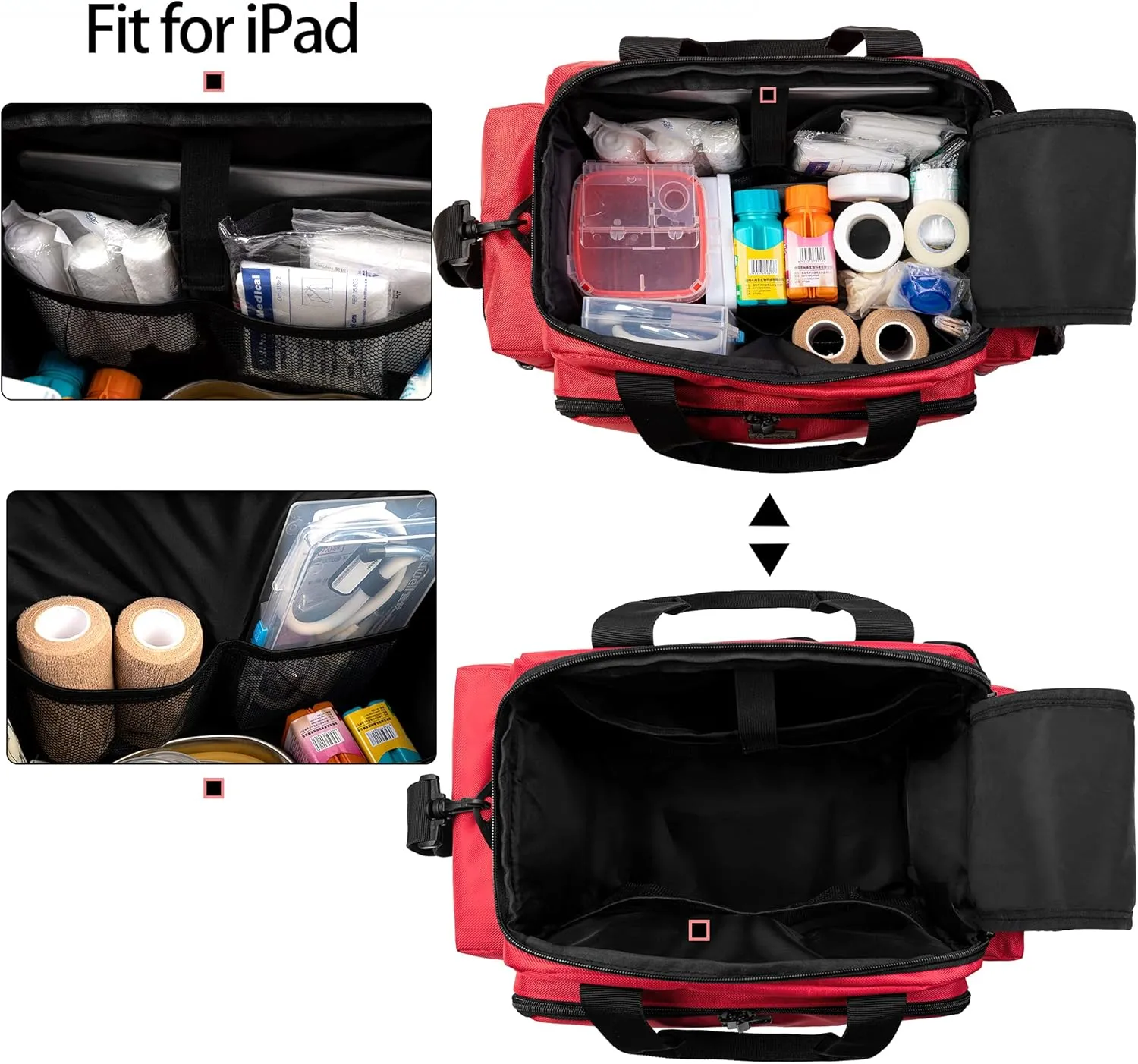Trunab Home Health Nurse Bag Medical Bag Organizer with Handle and Shoulder Strap for Home Visit, Travel, Nursing Student