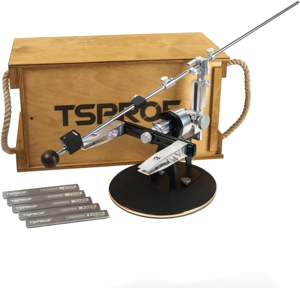 TSPROF - K03 Pro Hunter AL Sharpening Kit, Knife Sharpener, Knife Sharpening Kit for All Types of Knives and Tools, Knife Sharpening Device with Stones, Made of Steel and High Strength Aluminum Alloy