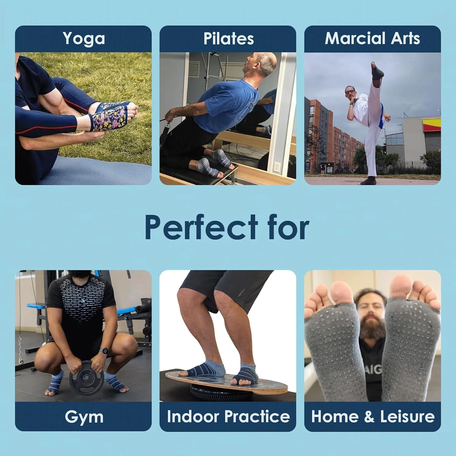 Tucketts Anklet Pilates Grip Socks for Men, NonSlip, High Ankle Toeless Yoga Socks with Grips for Martial Arts & More, 1 Pair