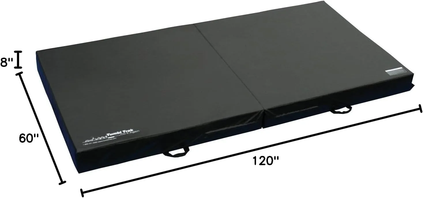 Tumbl Trak Folding Practice Mat, 5ft x 10ft x 8in, Crash Pad for Gymnastics, Cheerleading, Dance and Martial Arts
