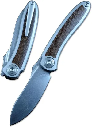 TWO SUN Folding Knife 14C28N Blade Titanium Micarta Handle Outdoor Camping Hunting TS481, brown