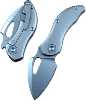 TWO SUN TS230 Folding Pocket Knife 14C28N Stonewash Blade Gray Titanium Handle