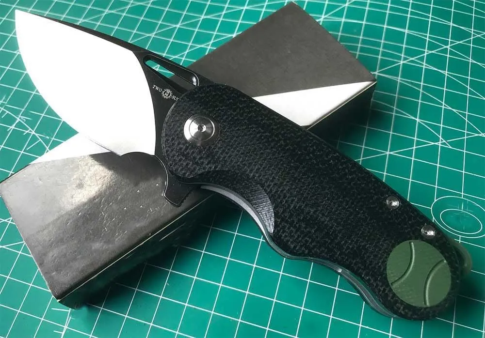 Twosun Folding Flipper Knife With N690 Blade Micarta /420 steel Handle Plain Edge Liner Lock Knife TS506-N690