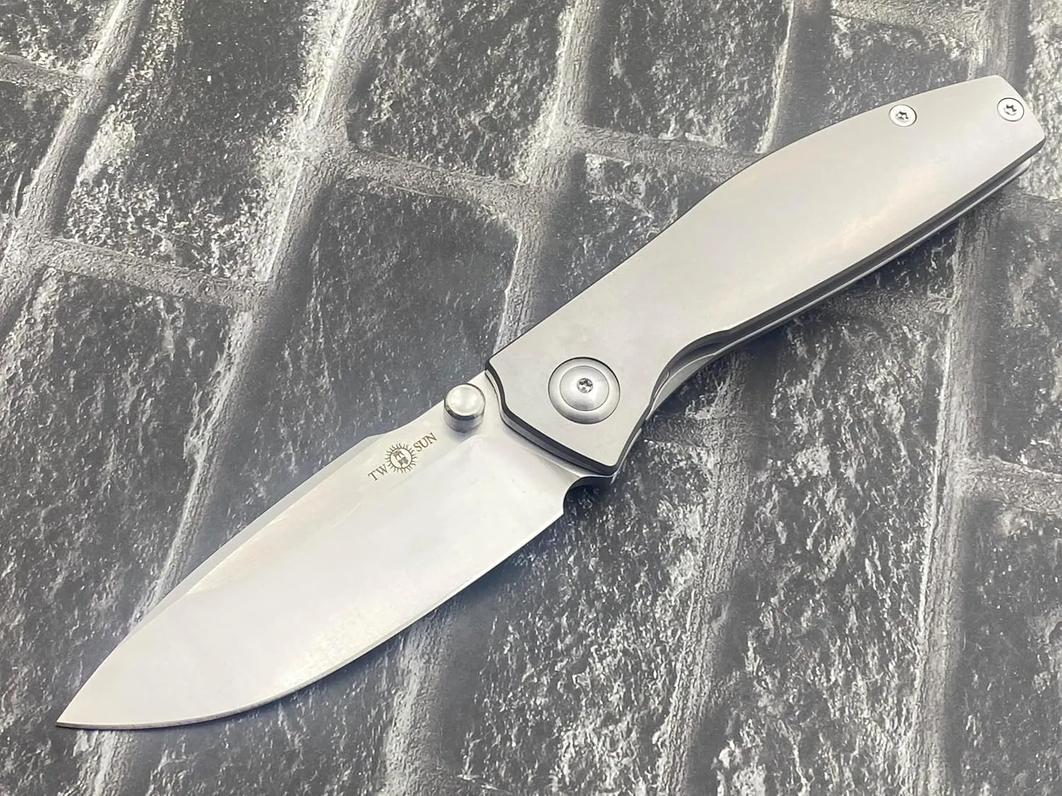 Twosun Folding Knife K110 Blade TC4 Titanium Handle Camping Pocket Knife TS576-K110-Gray