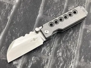 TwoSun TS563-M390-GRAY Folding Knife M390 Blade Titanium Handle Camping Pocket Knife