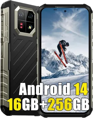 Ulefone Armor 22 Pro 256GB Unlocked Rugged Smartphone, MTK G96 Android 14 Cell Phone, 64MP 64MP Night Vision Camera, 6.58" FHD , 6600mAh 33W, Dual SIM 4G Rugged Phone Unlocked, NFC GPS OTG FM, Black