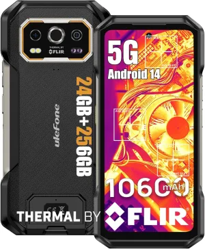 Ulefone Armor 27T Pro 5G Rugged Phone with Thermal Image Camera, MTK Dimensity 6300 5G, 24GB 256GB, 50MP 64MP 32MP, Android 14, 6.78”, 10600mAh/Wireless Charge, uSmart, GPS/NFC Unlocked Smartphone