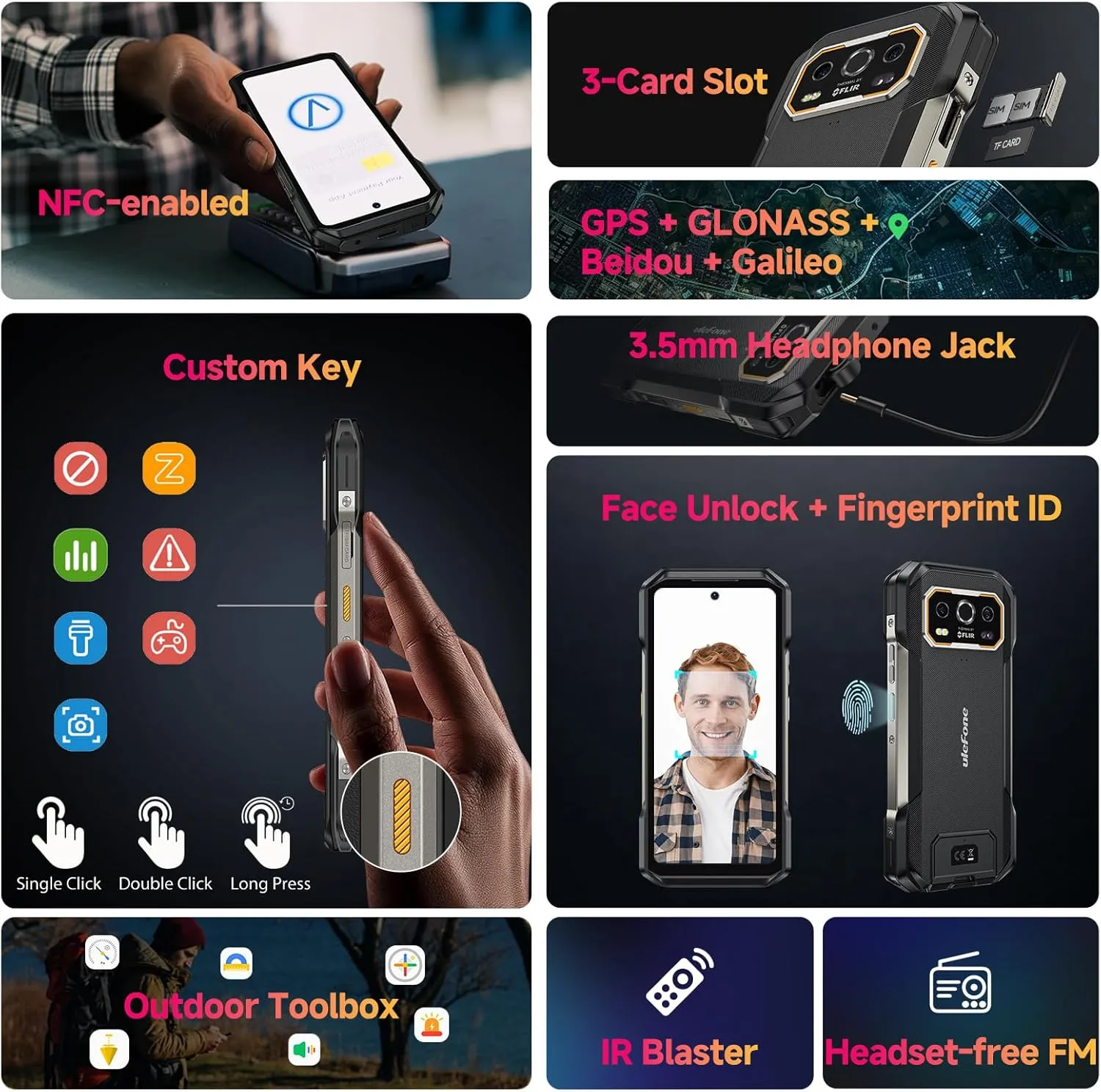Ulefone Armor 27T Pro 5G Rugged Phone with Thermal Image Camera, MTK Dimensity 6300 5G, 24GB 256GB, 50MP 64MP 32MP, Android 14, 6.78”, 10600mAh/Wireless Charge, uSmart, GPS/NFC Unlocked Smartphone