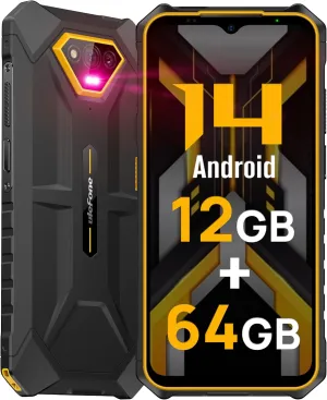 Ulefone Armor X13 Rugged Cell Phones Android 14, 50MP 24MP 8MP Cameras Unlocked Smartphone, 12 64GB Storage, 6.52” Screen, 6320mAh, NFC,GPS,Dual 4G Volte T-Mobile Rugged Phones (Orange)