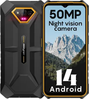 Ulefone Armor X13 Rugged Phone, 12 64GB, 50MP Rear Camera, 24MP Night Vision Camera, Android 14 OS Rugged Smartphone, 6.52” Screen, 6320mAh, NFC, GPS, Dual 4G Unlocked Phones- Orange