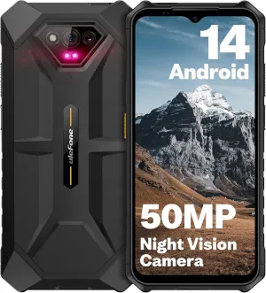 Ulefone Unlocked Rugged Phones, Armor X13 (12 64GB), 50MP Rear Camera, 24MP Night Vision Camera, Android 14 OS Rugged Smartphone, 6.52” Screen, 6320mAh, NFC, GPS, Dual 4G Mobile Phone- Black
