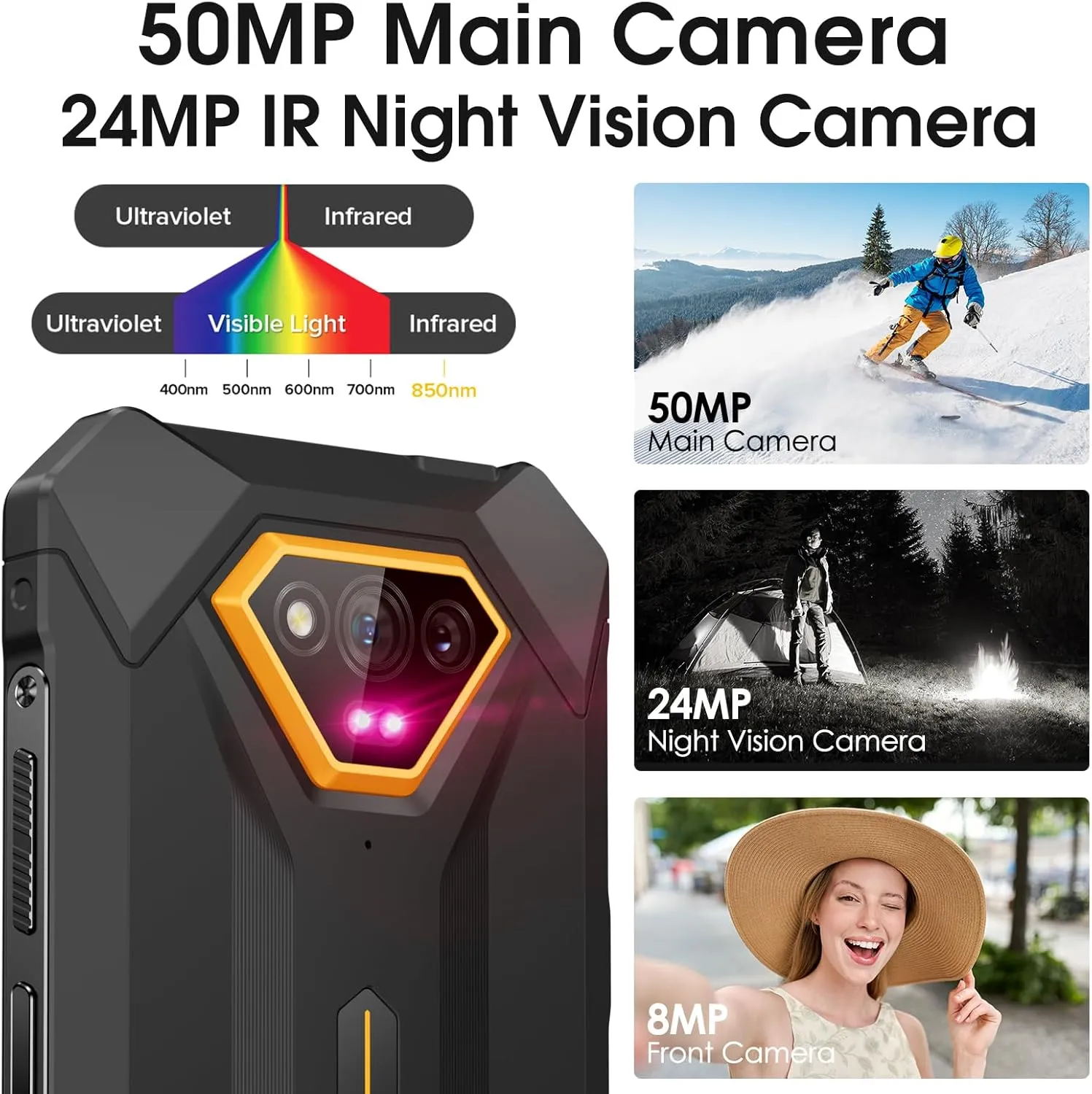 Ulefone Unlocked Rugged Phones, Armor X13 (12 64GB), 50MP Rear Camera, 24MP Night Vision Camera, Android 14 OS Rugged Smartphone, 6.52” Screen, 6320mAh, NFC, GPS, Dual 4G Mobile Phone- Black