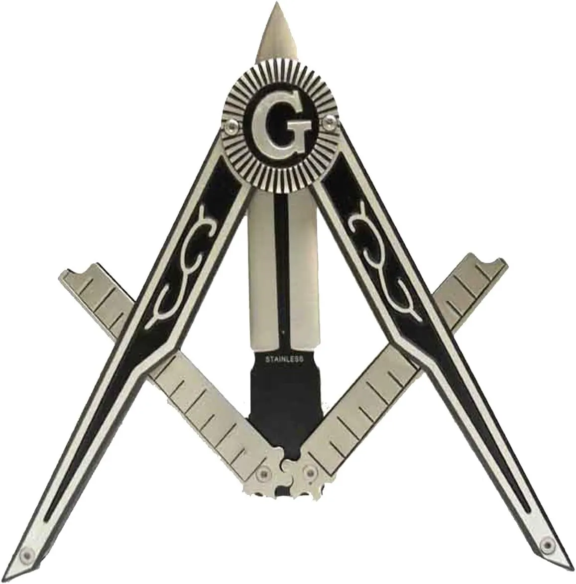 UNOSEKS TG,LLC Treasure Gurus Free Mason Seal G Square & Compass Folding Pocket Knife