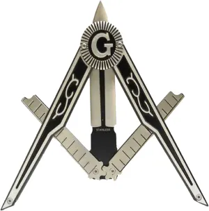 UNOSEKS TG,LLC Treasure Gurus Free Mason Seal G Square & Compass Folding Pocket Knife