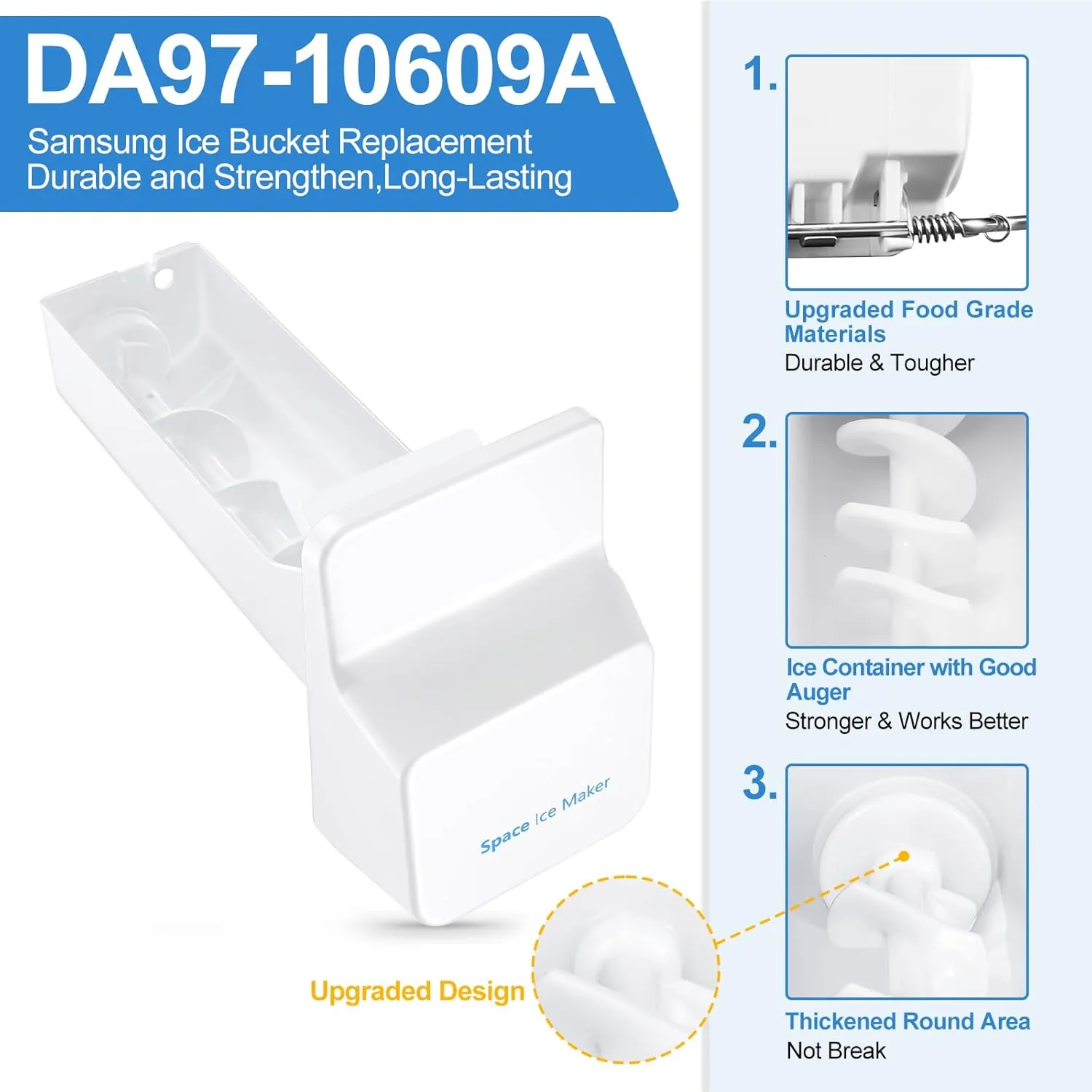 Upgraded RF4287HABP RF267AZRS RF267AEPN RF267AZBP RF268ABWP Refrigerator Ice Bucket, DA97-10609A Samsung Ice Maker Replacement Ice Tray Parts